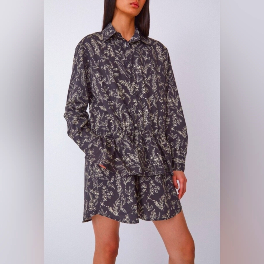 NWT Thakoon Black Printed Button Up Shirt Dress - Picture 2 of 5